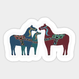 Scandinavian Dala Horse Family Sticker